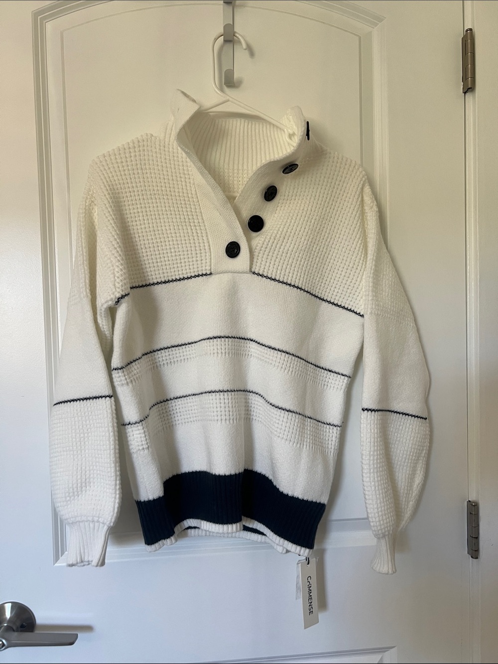 Commense Open Collar Button Up Sweater